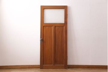 アンティーク建具　ヒノキ材　昭和レトロな空間づくりにおすすめの木製ドア(ガラス扉、建具)(R-049206)