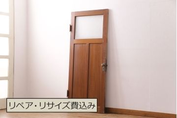 アンティーク建具　ヒノキ材　昭和レトロな空間づくりにおすすめの木製ドア(ガラス扉、建具)(R-049206)