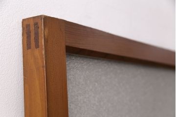 アンティーク建具　ヒノキ材　きらきら輝くダイヤガラスがレトロな雰囲気を醸し出す木製ドア(ガラス扉、建具)(R-049207)