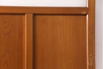 アンティーク建具　ヒノキ材　きらきら輝くダイヤガラスがレトロな雰囲気を醸し出す木製ドア(ガラス扉、建具)(R-049207)