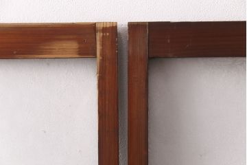 和製アンティーク　結霜ガラスとすりガラスがレトロな雰囲気を高めるガラス戸2枚セット(引き戸、建具)(R-049208)