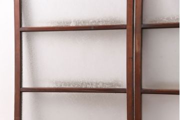 和製アンティーク　結霜ガラスとすりガラスがレトロな雰囲気を高めるガラス戸2枚セット(引き戸、建具)(R-049208)