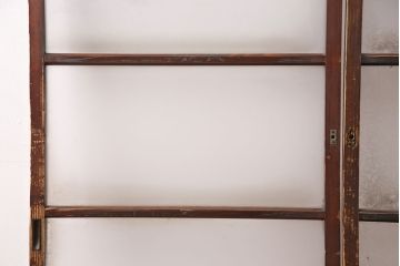 和製アンティーク　結霜ガラスとすりガラスがレトロな雰囲気を高めるガラス戸2枚セット(引き戸、建具)(R-049208)