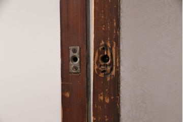 和製アンティーク　結霜ガラスとすりガラスがレトロな雰囲気を高めるガラス戸2枚セット(引き戸、建具)(R-049208)