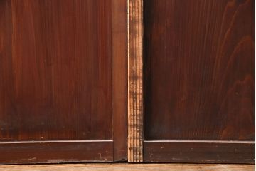 和製アンティーク　結霜ガラスとすりガラスがレトロな雰囲気を高めるガラス戸2枚セット(引き戸、建具)(R-049208)