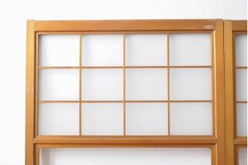 ヴィンテージ建具　昭和レトロ　すりガラス入り　昔懐かしい雰囲気が魅力のガラス戸2枚セット(引き戸、建具)(R-049209)