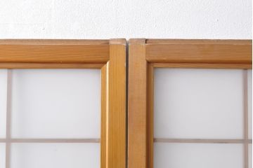 ヴィンテージ建具　昭和レトロ　すりガラス入り　昔懐かしい雰囲気が魅力のガラス戸2枚セット(引き戸、建具)(R-049209)