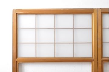 ヴィンテージ建具　昭和レトロ　すりガラス入り　昔懐かしい雰囲気が魅力のガラス戸2枚セット(引き戸、建具)(R-049209)