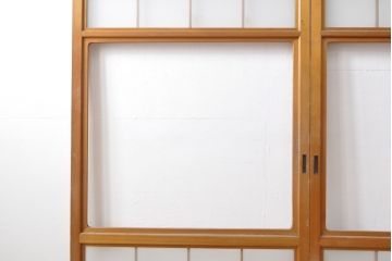 ヴィンテージ建具　昭和レトロ　すりガラス入り　昔懐かしい雰囲気が魅力のガラス戸2枚セット(引き戸、建具)(R-049209)