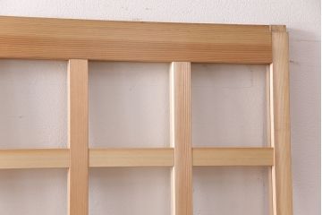 昭和レトロ　和モダンにおすすめ!明るい木色が魅力的な升目格子のガラス戸2枚セット(引き戸、建具、格子戸)(R-049210)