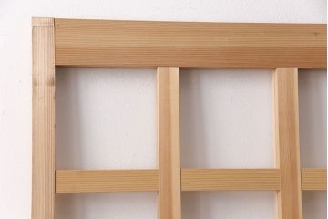 昭和レトロ　和モダンにおすすめ!明るい木色が魅力的な升目格子のガラス戸2枚セット(引き戸、建具、格子戸)(R-049210)