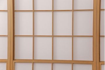 アンティーク建具　使い込まれた風合いが趣溢れる雪見障子戸4枚セット(摺り上げ障子戸、引き戸、擦り上げ障子戸、擦上障子戸、建具)(R-049212)