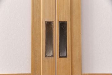 アンティーク建具　使い込まれた風合いが趣溢れる雪見障子戸4枚セット(摺り上げ障子戸、引き戸、擦り上げ障子戸、擦上障子戸、建具)(R-049212)