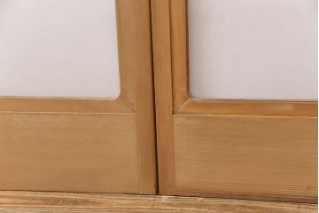 アンティーク建具　使い込まれた風合いが趣溢れる雪見障子戸4枚セット(摺り上げ障子戸、引き戸、擦り上げ障子戸、擦上障子戸、建具)(R-049212)