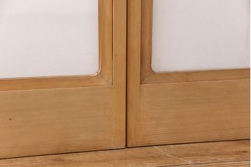 アンティーク建具　使い込まれた風合いが趣溢れる雪見障子戸4枚セット(摺り上げ障子戸、引き戸、擦り上げ障子戸、擦上障子戸、建具)(R-049212)