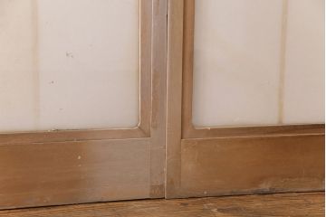 アンティーク建具　使い込まれた風合いが趣溢れる雪見障子戸4枚セット(摺り上げ障子戸、引き戸、擦り上げ障子戸、擦上障子戸、建具)(R-049212)