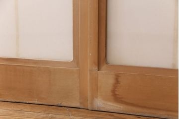 アンティーク建具　使い込まれた風合いが趣溢れる雪見障子戸4枚セット(摺り上げ障子戸、引き戸、擦り上げ障子戸、擦上障子戸、建具)(R-049212)