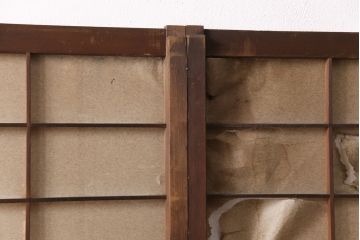 アンティーク建具　小さな障子戸付き　季節の移ろいを感じることができる雪見障子戸2枚セット(引き戸、擦り上げ障子戸、擦上障子戸、建具)(R-049213)