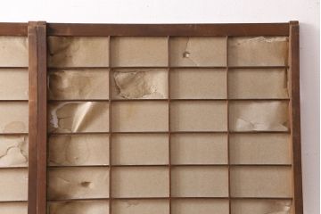 アンティーク建具　小さな障子戸付き　季節の移ろいを感じることができる雪見障子戸2枚セット(引き戸、擦り上げ障子戸、擦上障子戸、建具)(R-049213)