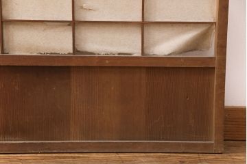 アンティーク建具　小さな障子戸付き　季節の移ろいを感じることができる雪見障子戸2枚セット(引き戸、擦り上げ障子戸、擦上障子戸、建具)(R-049213)