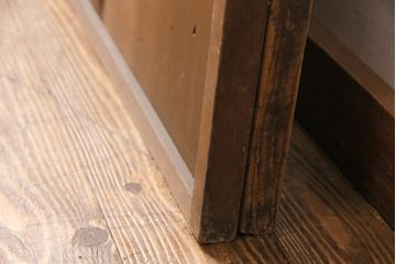 アンティーク建具　小さな障子戸付き　季節の移ろいを感じることができる雪見障子戸2枚セット(引き戸、擦り上げ障子戸、擦上障子戸、建具)(R-049213)