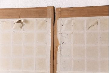 和製アンティーク　細かな升格子が美しい!上質な空間作りを叶える障子戸2枚セット(引き戸、建具)(R-049215)