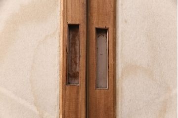 和製アンティーク　二重菱のデザインが珍しい!品のある和を演出する障子戸2枚セット(引き戸、建具)(R-049216)