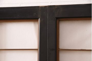和製アンティーク　秋田県産　腰板ケヤキ材　昭和レトロな雰囲気を醸し出す障子戸4枚セット(ガラス戸、引き戸、建具)(R-049224)