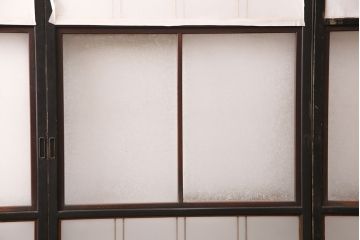 和製アンティーク　秋田県産　腰板ケヤキ材　昭和レトロな雰囲気を醸し出す障子戸4枚セット(ガラス戸、引き戸、建具)(R-049224)