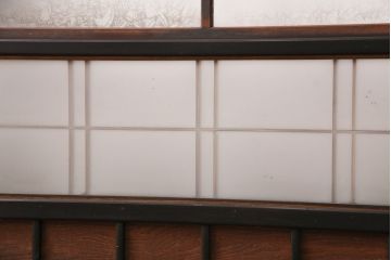 和製アンティーク　秋田県産　腰板ケヤキ材　昭和レトロな雰囲気を醸し出す障子戸4枚セット(ガラス戸、引き戸、建具)(R-049224)