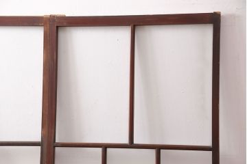 昭和レトロ　すりガラス・ダイヤガラス・クリアガラス　花柄のガラスがレトロな雰囲気を高めるガラス戸2枚セット(引き戸、建具)(R-049225)