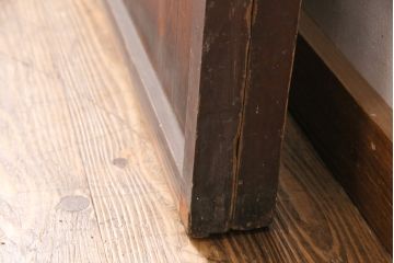 昭和レトロ　すりガラス・ダイヤガラス・クリアガラス　花柄のガラスがレトロな雰囲気を高めるガラス戸2枚セット(引き戸、建具)(R-049225)