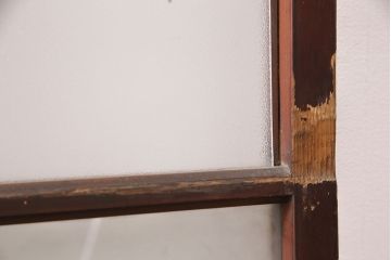 昭和レトロ　すりガラス・ダイヤガラス・クリアガラス　花柄のガラスがレトロな雰囲気を高めるガラス戸2枚セット(引き戸、建具)(R-049225)