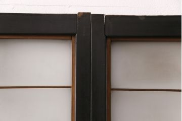 和製アンティーク　秋田県産　腰板ケヤキ材　レトロな空間づくりにおすすめなガラス戸4枚セット(引き戸、建具)(R-049226)