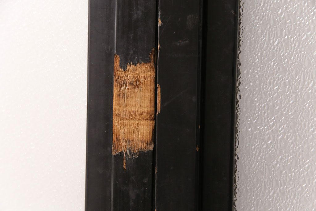 和製アンティーク　秋田県産　腰板ケヤキ材　レトロな空間づくりにおすすめなガラス戸4枚セット(引き戸、建具)(R-049226)