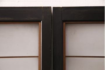 和製アンティーク　秋田県産　腰板ケヤキ材　落ち着きあるレトロな空間づくりにおすすめなガラス戸4枚セット(引き戸、建具)(R-049227)