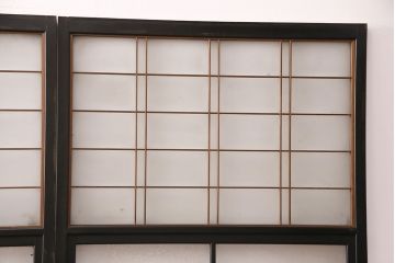 和製アンティーク　秋田県産　腰板ケヤキ材　落ち着きあるレトロな空間づくりにおすすめなガラス戸4枚セット(引き戸、建具)(R-049227)