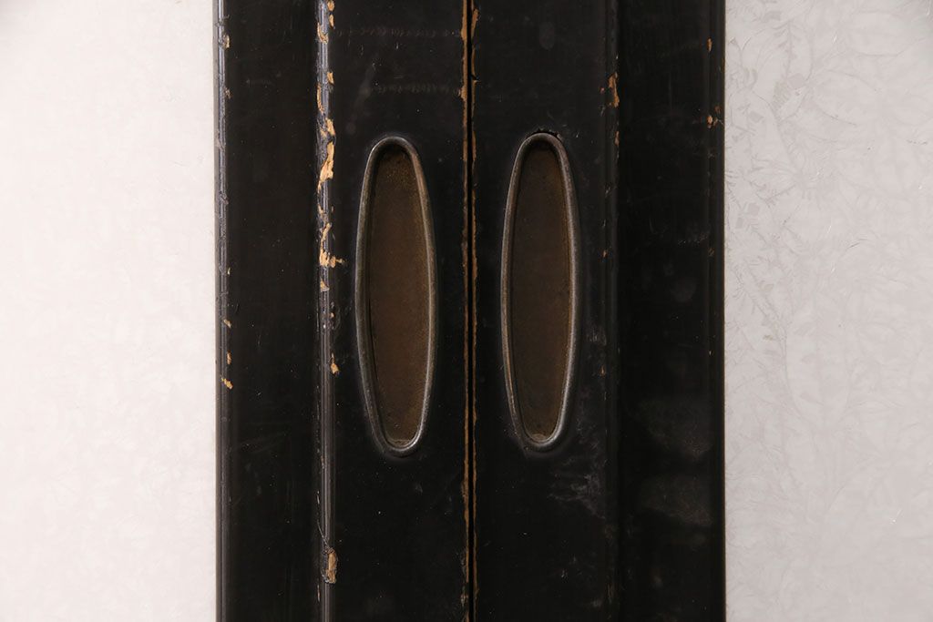 和製アンティーク　秋田県産　腰板ケヤキ材　落ち着きあるレトロな空間づくりにおすすめなガラス戸4枚セット(引き戸、建具)(R-049227)