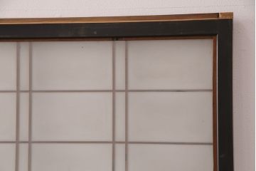 和製アンティーク　秋田県産　腰板ケヤキ材　落ち着きあるレトロな空間づくりにおすすめなガラス戸4枚セット(引き戸、建具)(R-049227)