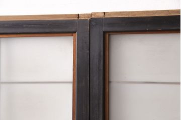 和製アンティーク　秋田県産　腰板ケヤキ材　落ち着きあるレトロな空間づくりにおすすめなガラス戸4枚セット(引き戸、建具)(R-049227)