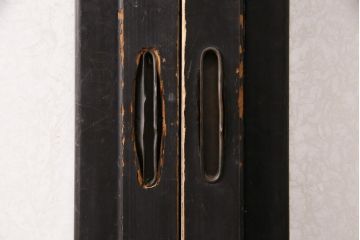 和製アンティーク　秋田県産　腰板ケヤキ材　落ち着きあるレトロな空間づくりにおすすめなガラス戸4枚セット(引き戸、建具)(R-049227)