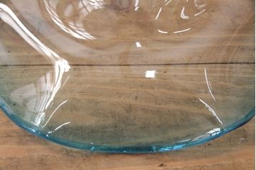 和製アンティーク　大正期　波のようなデザインがおしゃれな吊り下げオイルランプ(ハンギングランプ、吊り下げランプ、石油ランプ)(R-049230)