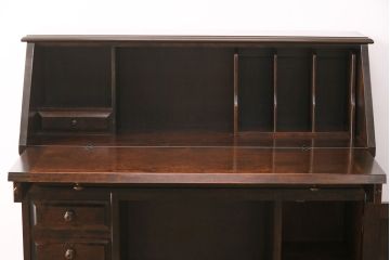 中古　北海道民芸家具　希少な絶版品!両袖タイプで収納力も抜群のライティングビューロー(デスク、在宅ワーク、在宅用両袖机)(R-049240)