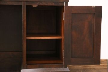 中古　北海道民芸家具　希少な絶版品!両袖タイプで収納力も抜群のライティングビューロー(デスク、在宅ワーク、在宅用両袖机)(R-049240)