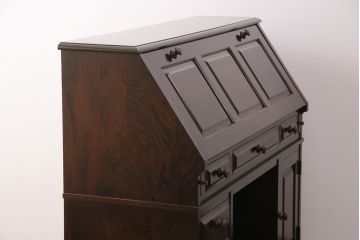 中古　北海道民芸家具　希少な絶版品!両袖タイプで収納力も抜群のライティングビューロー(デスク、在宅ワーク、在宅用両袖机)(R-049240)