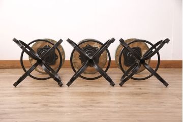 ヴィンテージ家具　アメリカビンテージ　脚のデザインがおしゃれ!レトロな雰囲気を醸しだす回転チェア3脚セット(カウンタースツール、ハイスツール、ハイチェア)(R-049244)