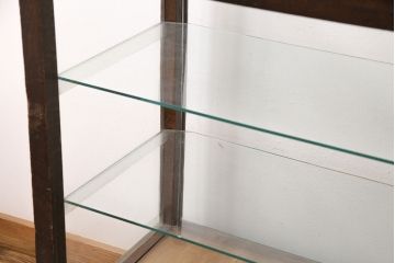 和製アンティーク　昭和レトロ　ナラ材製のレトロなガラスケース(ショーケース、陳列棚、店舗什器)(R-049247)