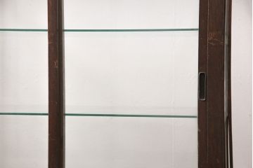 和製アンティーク　昭和レトロ　ナラ材製のレトロなガラスケース(ショーケース、陳列棚、店舗什器)(R-049247)