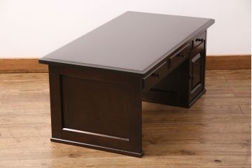 中古　北海道民芸家具　落ち着いた色合いがシックな雰囲気を漂わせる文机(片袖机、在宅ワーク、在宅用デスク)(R-049249)