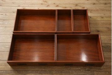 中古　高級唐木家具　上質なつくりが品の良さを高めるカリン材製ライティングビューロー(デスク、机、在宅ワーク、在宅用チェスト、花梨材)(R-049250)